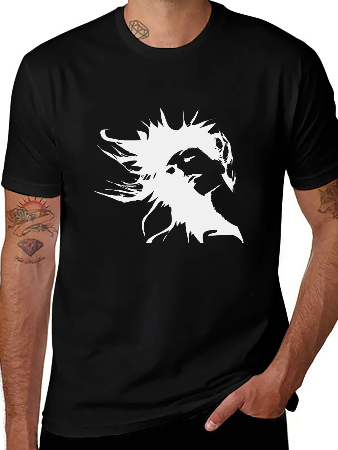 Abstract Silhouette Graphic Black T-Shirt