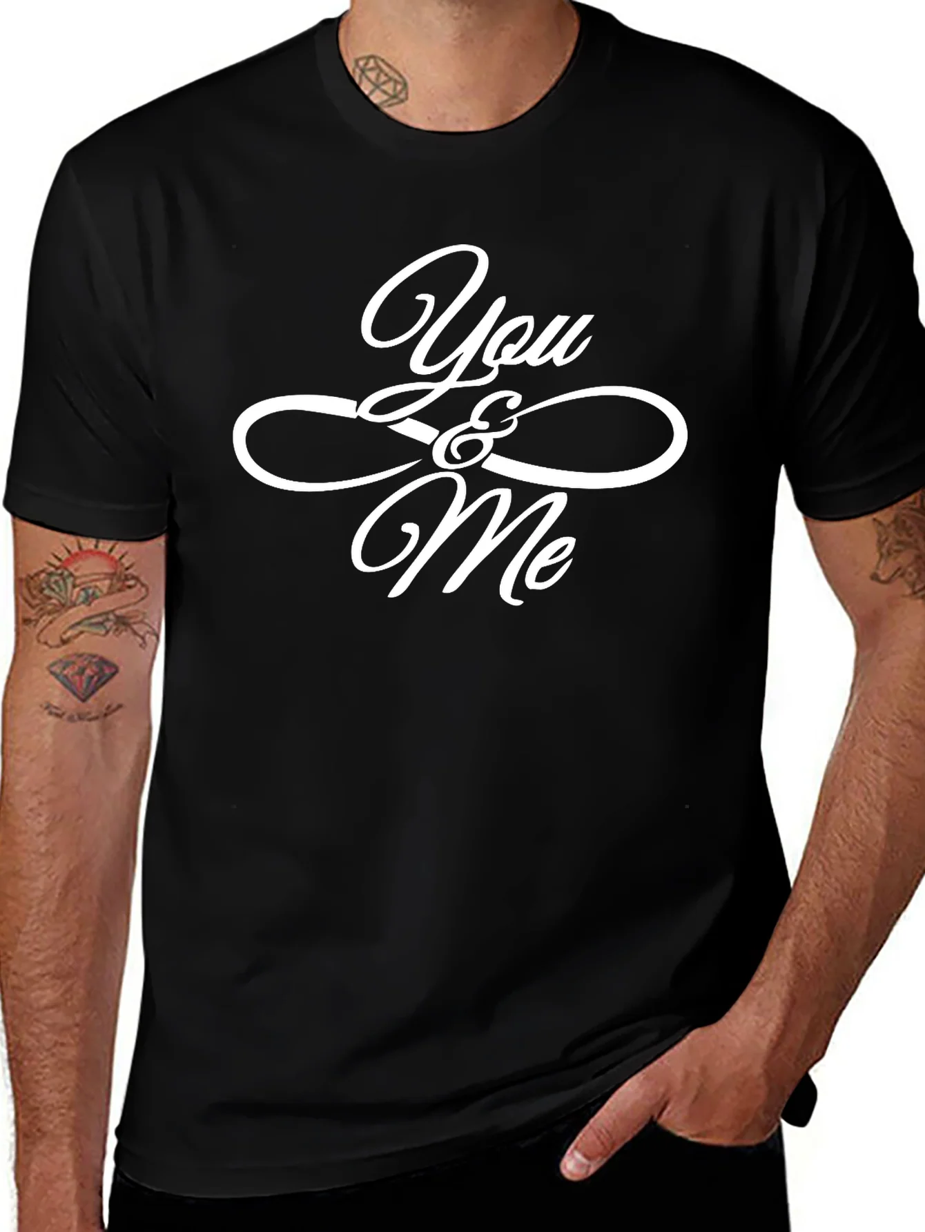 You & Me Infinity Graphic Black T-Shirt