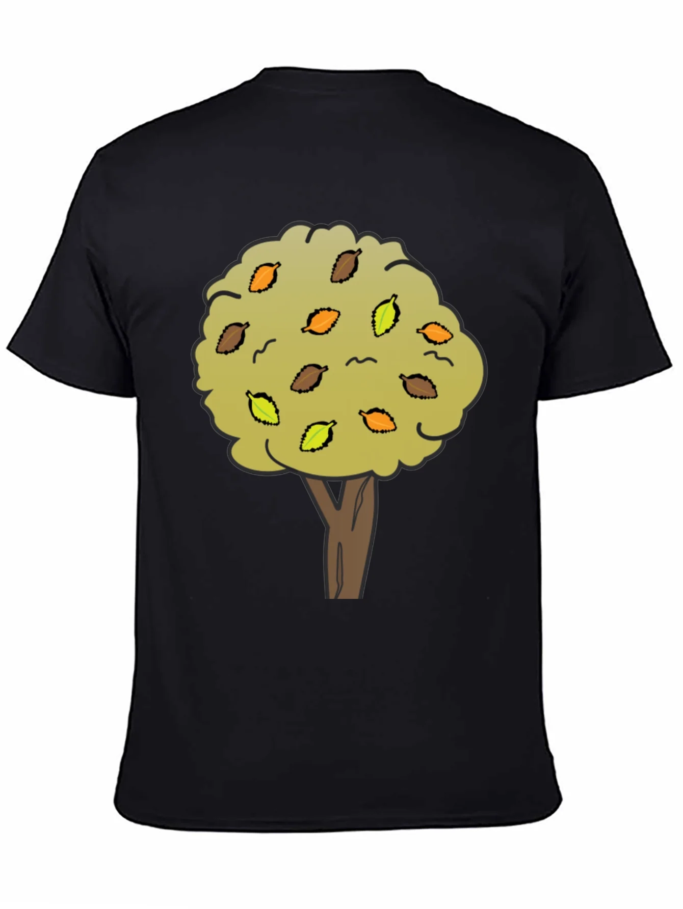 Autumn Tree Graphic Tee - Black Cotton Shirt