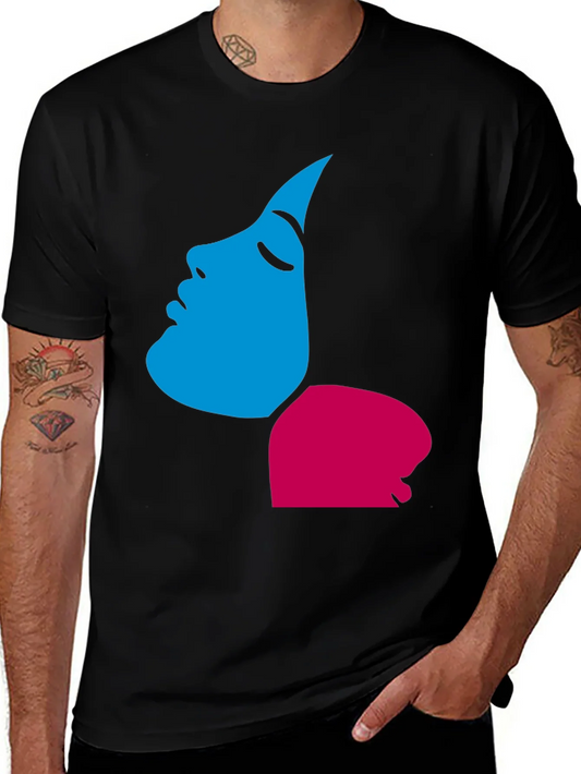 Abstract Face Graphic Tee - Modern Artistic Design