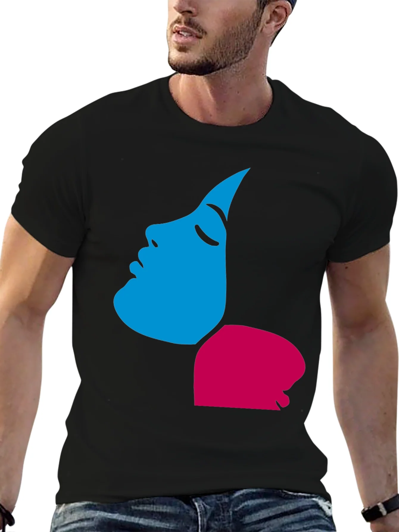 Abstract Face Graphic Tee - Modern Artistic Design