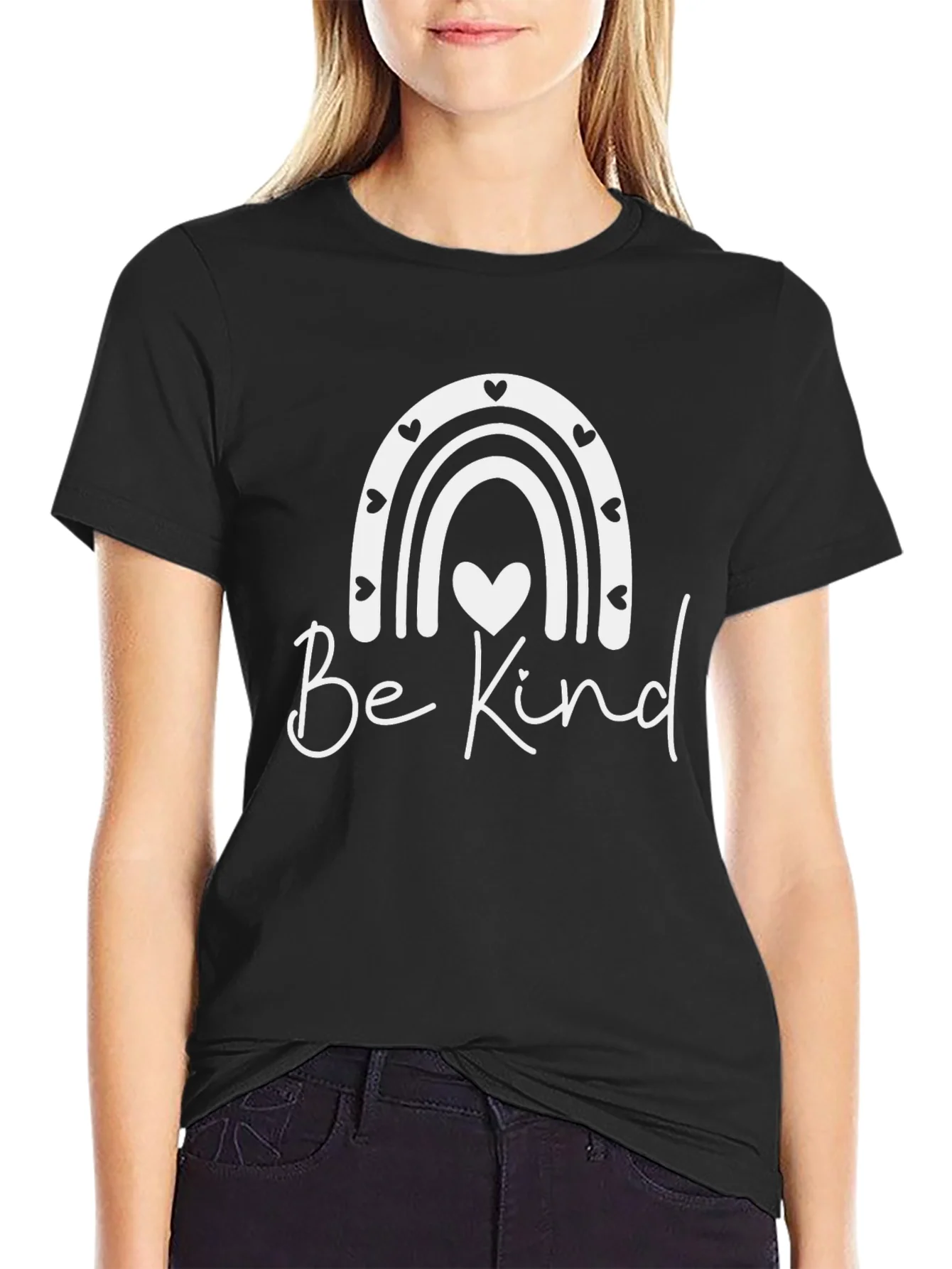 Be Kind Rainbow Heart Graphic Tee