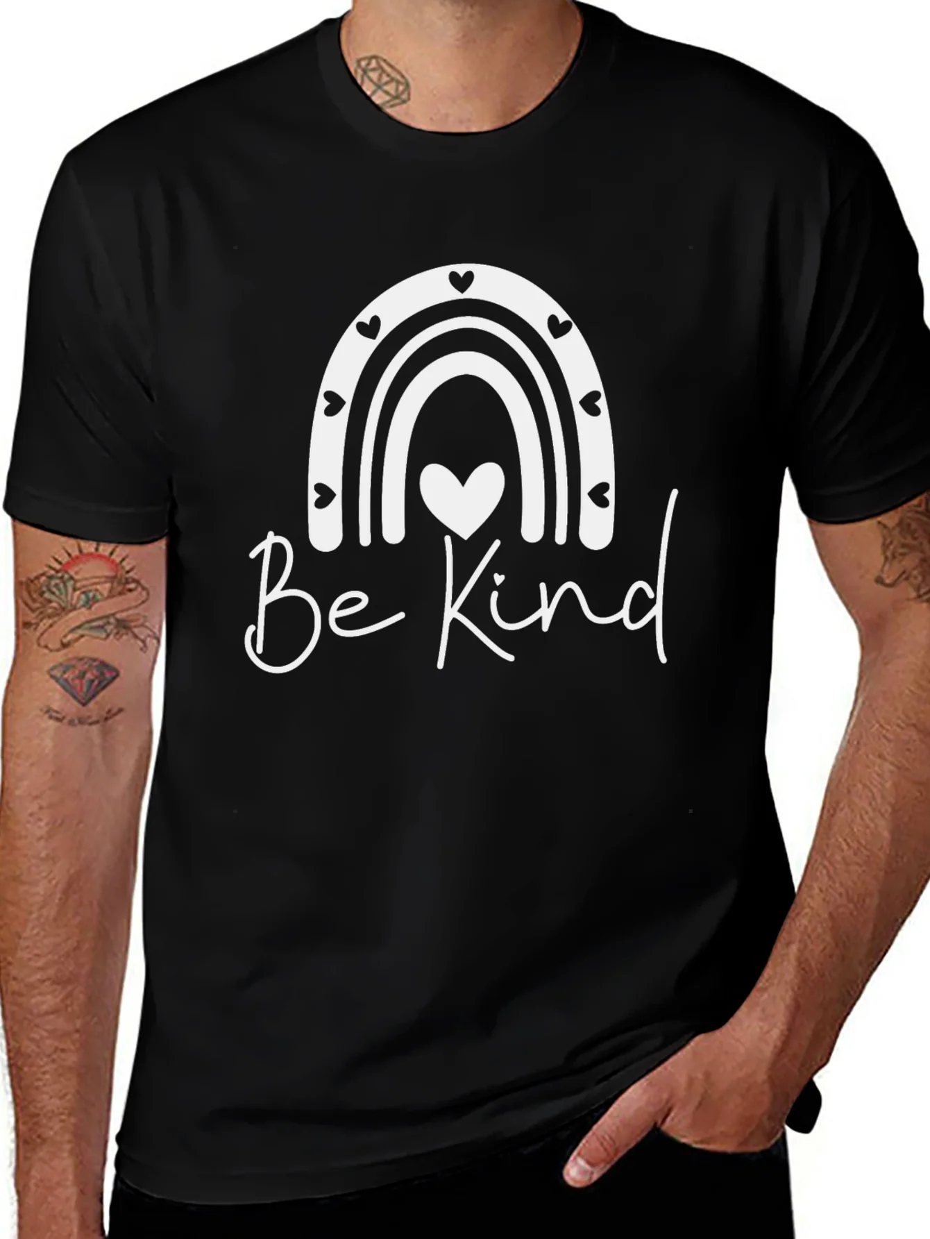 Be Kind Rainbow Heart Graphic Tee