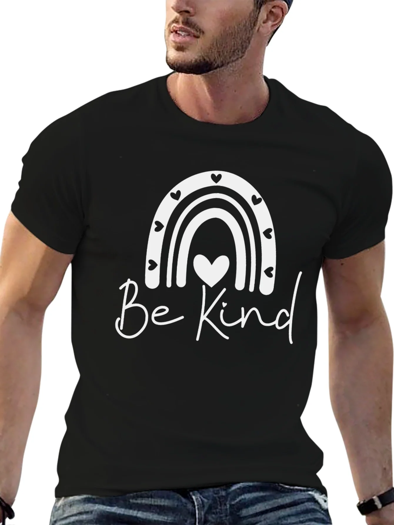 Be Kind Rainbow Heart Graphic Tee