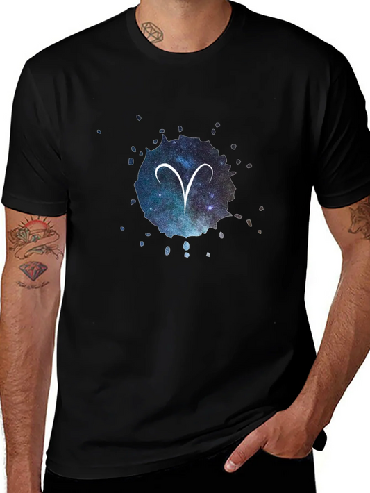 Aries Zodiac Constellation Graphic Tee - Black Cotton