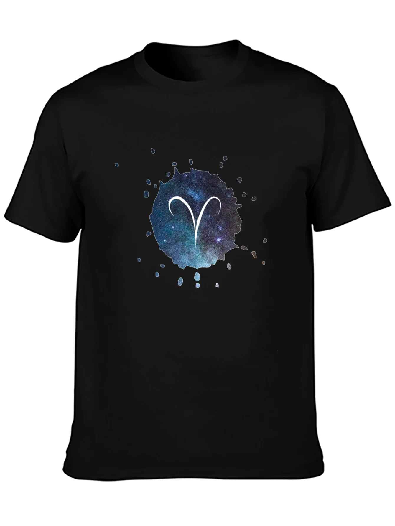 Aries Zodiac Constellation Graphic Tee - Black Cotton